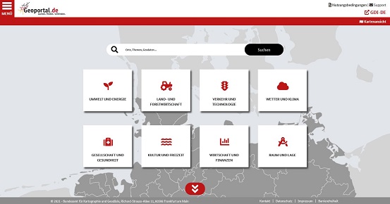 Screenshot der Startseite des Geoportal.de
