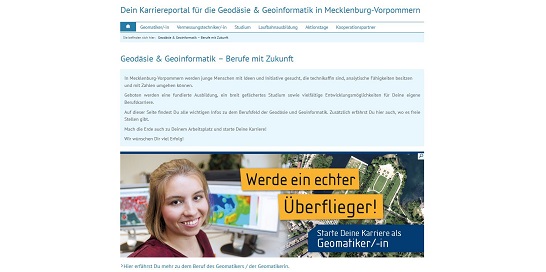 Screenshot der Geo-Karriere-Seite